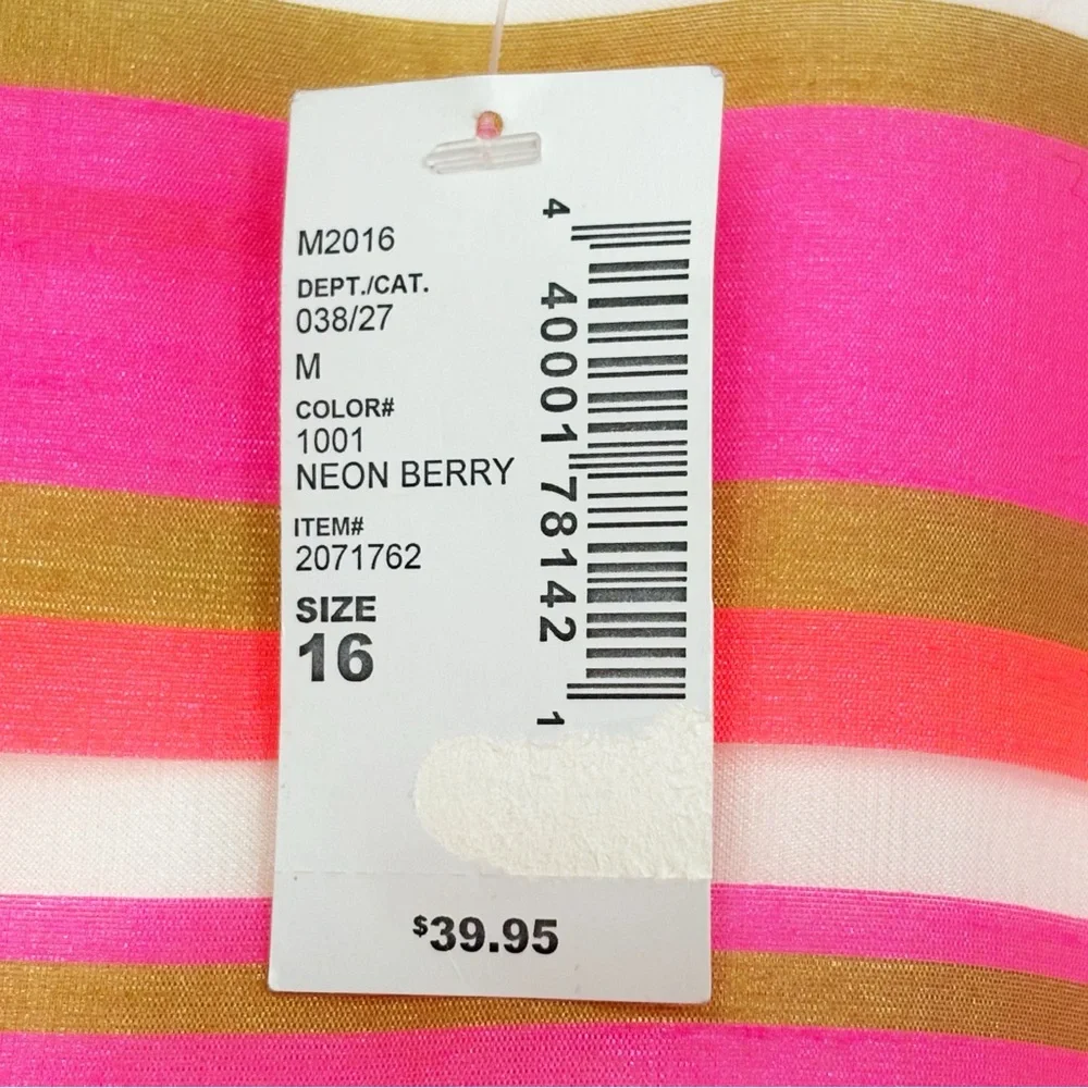 NWT The Children's Place Neon Berry Pink Stripe Sleeveless Dress 16
